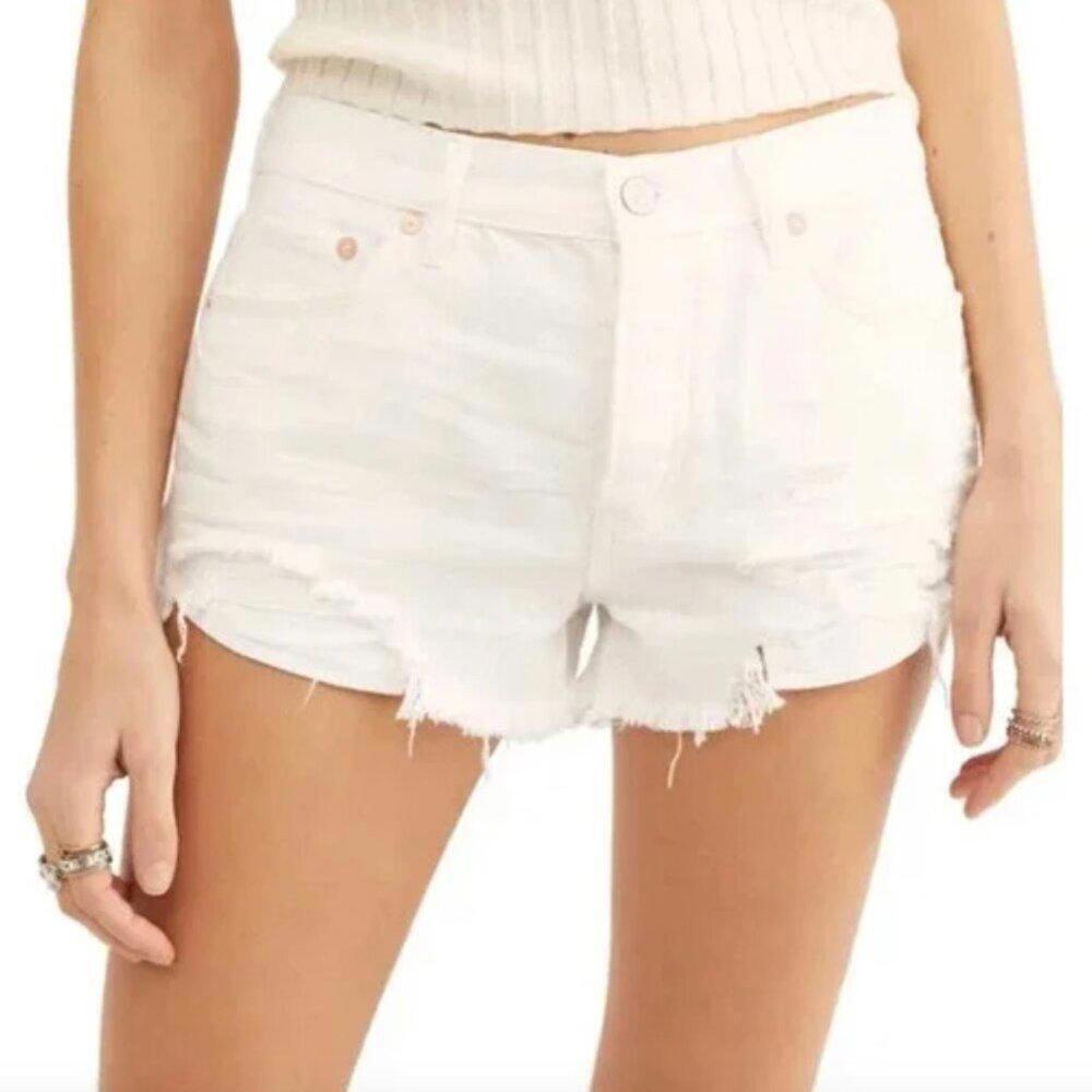 Free People Loving Good Vibrations White High Rise Cutoff Shorts NWT Size 31